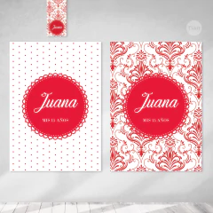 Kit imprimible bulgaro trama rojo blanco tukit - tienda online
