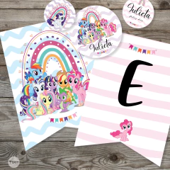 Kit imprimible my little pony pequeño pony rosa celeste lila tukit