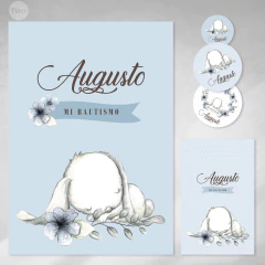 Imagen de Kit imprimible conejo florcitas azules tukit