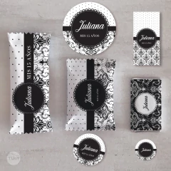 kit imprimible textura blgaro negro y blanco, background bulgaro party bundle, cumpleaños negro y blanco