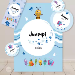 Kit imprimible bichikids azul celeste candy bar tukit - tienda online