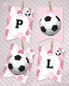 Kit imprimible futbol pelota rosa candy bar tukit - comprar online
