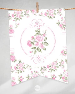 Imagen de Kit imprimible flor flores fuxias candy bar tukit