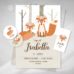 Imagen de Kit imprimible zorro zorrito y flores fox tukit