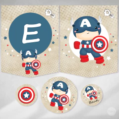 Imagem do Kit imprimible superheroe capitan america tukit