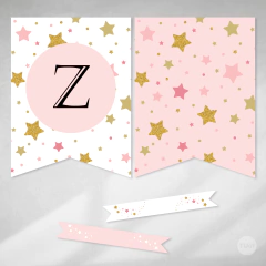 Imagen de Kit imprimible estrellas dorado rosa tukit