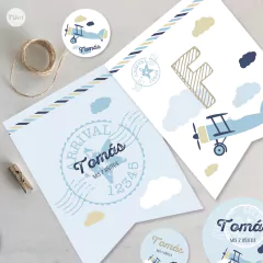 Kit imprimible viajes travel avion cumpleaños tukit - (copia)