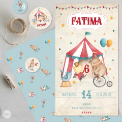 kit imprimible circo acuarela, supplies bundle circus, animales de circo, cumpleaños circo, circus birthday, banderin, 