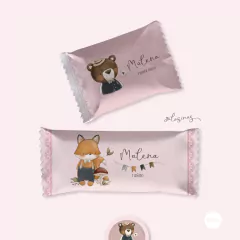 Kit imprimible animales del bosque acuarela rosa tukit