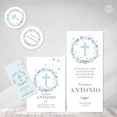 Kit imprimible bautismo comunión mariposas flores celestes tukit - comprar online