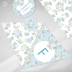 Kit imprimible flores celestes shabby chic tukit - comprar online