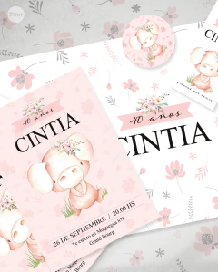Kit imprimible animales de la granja cerdito chanchita flores rosas tukit en internet
