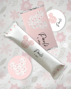 Kit imprimible silueta minnie flores rosas tukit