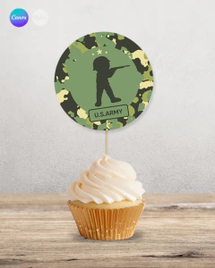 Adorno para cupcake, circulo multiuso, militar camuflado tukit en internet