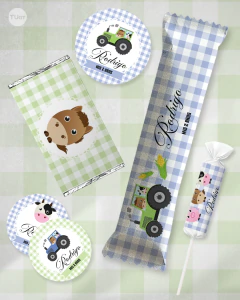 Kit imprimible animalitos de la granja verde azul tukit - comprar online