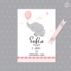 Image of Kit imprimible elefante bebe gris rosa candy bar tukit