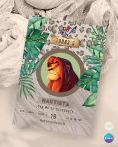 Invitacion rey leon texto editable canva cumples tukit en internet