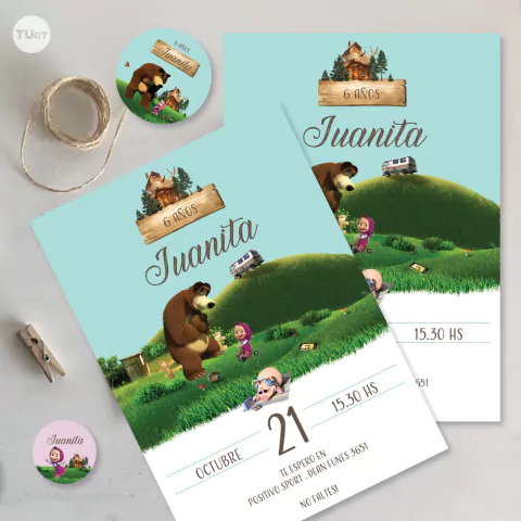 Kit imprimible masha y el oso candy bar tukit