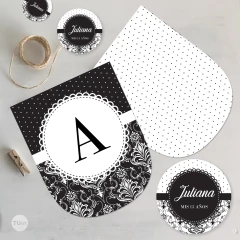 Kit imprimible bulgaro trama negro blanco tukit en internet