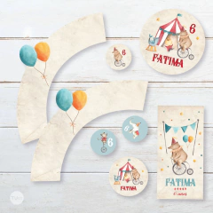 Kit imprimible circo circus acuarelas tukit - comprar online