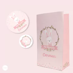Kit imprimible coneja rosa primer año bautismo candy bar - comprar online