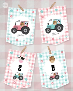 Kit imprimible animalitos de la granja colores pasteles candy bar tukit - TuKit
