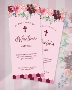 Kit imprimible de confirmación con rayas y flores tukit - TuKit