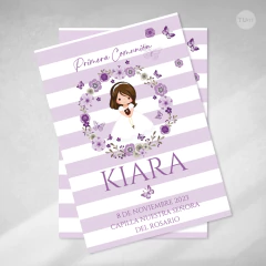Kit imprimible bautismo comunión nena flores rayas tukit - TuKit