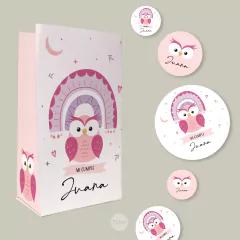 Kit imprimible buho lechuza arcoiris rosa tukit en internet