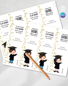 Porta lapiz imprimible egresados glitter souvenir tukit en internet