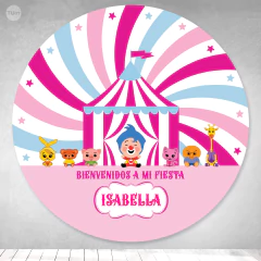 Bunting banner circular digital imprimible round backdrop deco circle circo plim plim rosa tukit