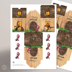 Casita decorativa golosinera imprimible masha y el oso madera tukit - comprar online