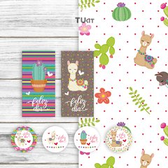 Image of Kit imprimible decoracion llamas feliz dia tukit