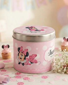 Imagen de 10 Latas personalizadas 8 x 7 cm diseño minnie acuarela