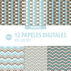 Papeles digitales imprimibles textura celeste marron tukit - comprar online