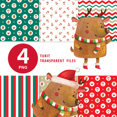 Papeles digitales imprimibles navidad felices fiestas papa noel tukit en internet