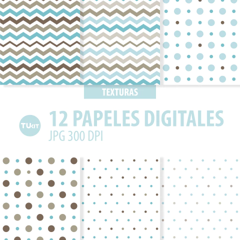 Papeles digitales imprimibles textura celeste marron tukit