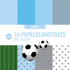 Papeles digitales imprimibles futbol celeste blanco tukit - TuKit