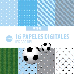 Papeles digitales imprimibles futbol celeste blanco tukit - TuKit