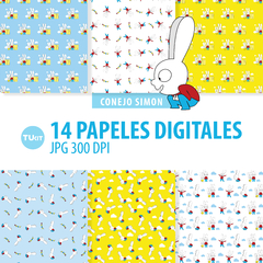 Papeles digitales imprimibles simon el conejo tukit - TuKit
