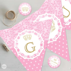 Kit imprimible coronita de reina rosa tukit - TuKit