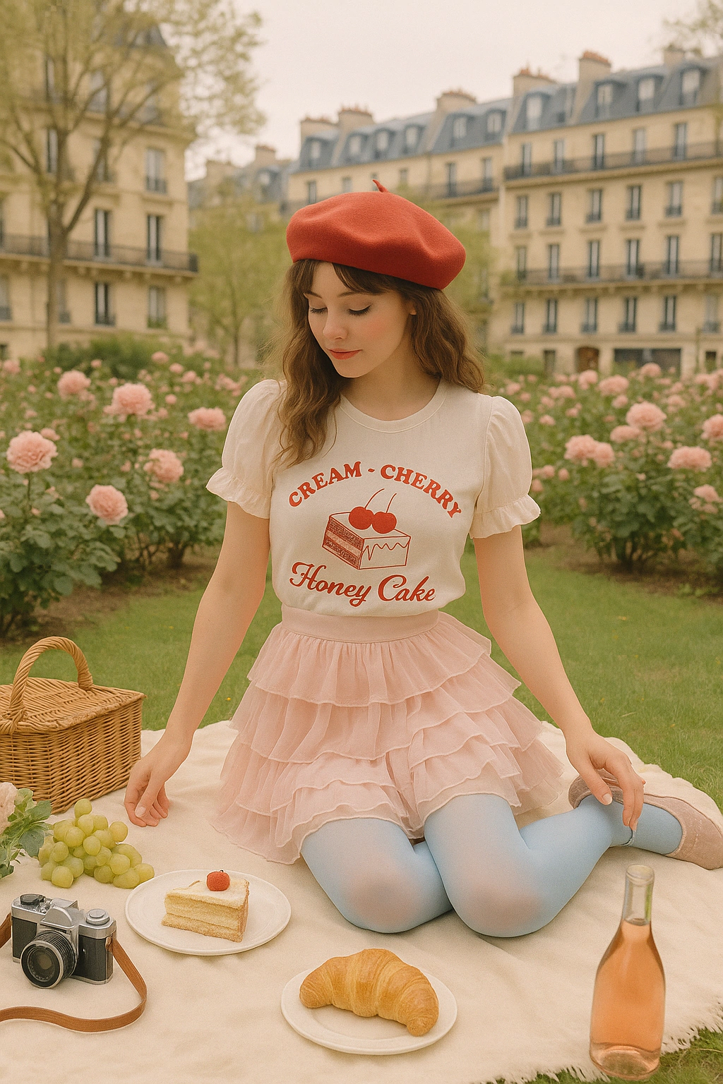 REMERA CREAM-CHERRY nueva colección, en stock!