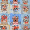 Estampado de gabardina con animales adornados con flores en un fondo colorido.