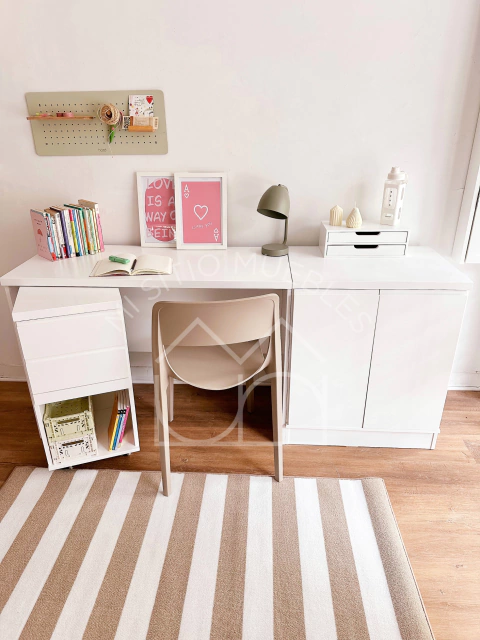 Escritorio Recto Mar con Cajonera y módulo puertas