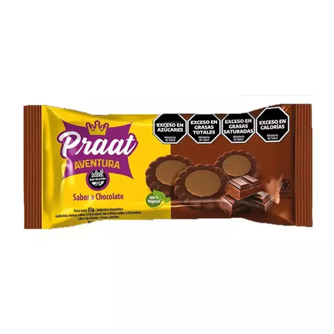 Galleta aventura de chocolate rellena de chocolate- 85 gr - Praat