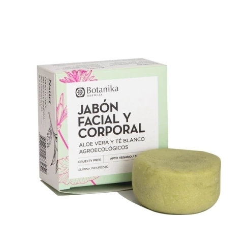 Jabon facial y corporal aloe vera y té blanco - 90 gr - Botanika