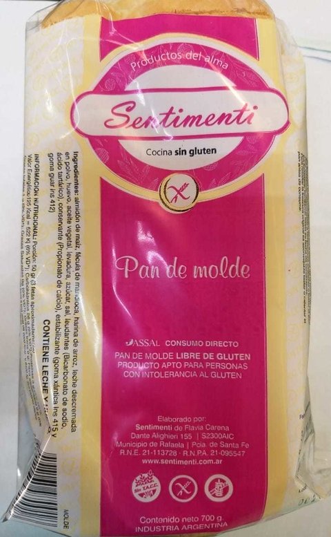 Pan de Molde 700Gr Sentimenti (Congelado)