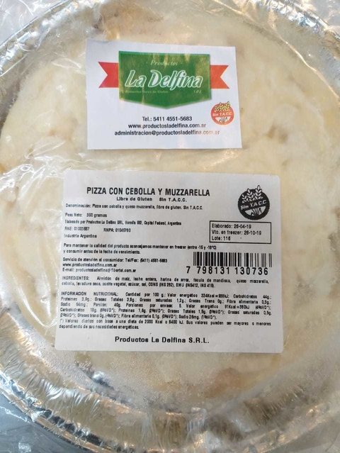 Pizza Con Cebolla Y Mozzarella 350Gr La Delfina (congelado)