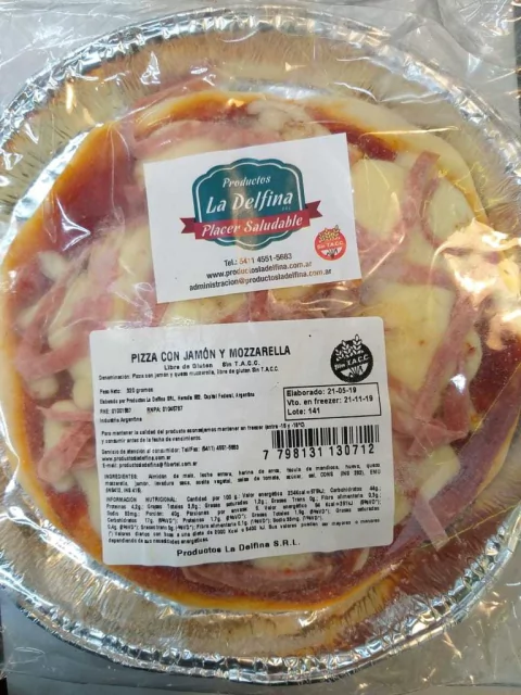 Pizza Con Jamon Y Mozzarella 320Gr La Delfina (congelado)
