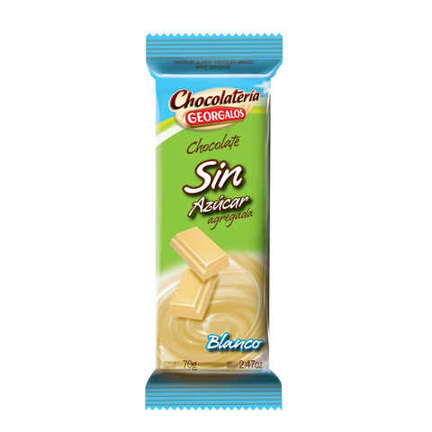 Chocolate Blanco Sin Azucar Agregada - 70 Gr - Georgalos